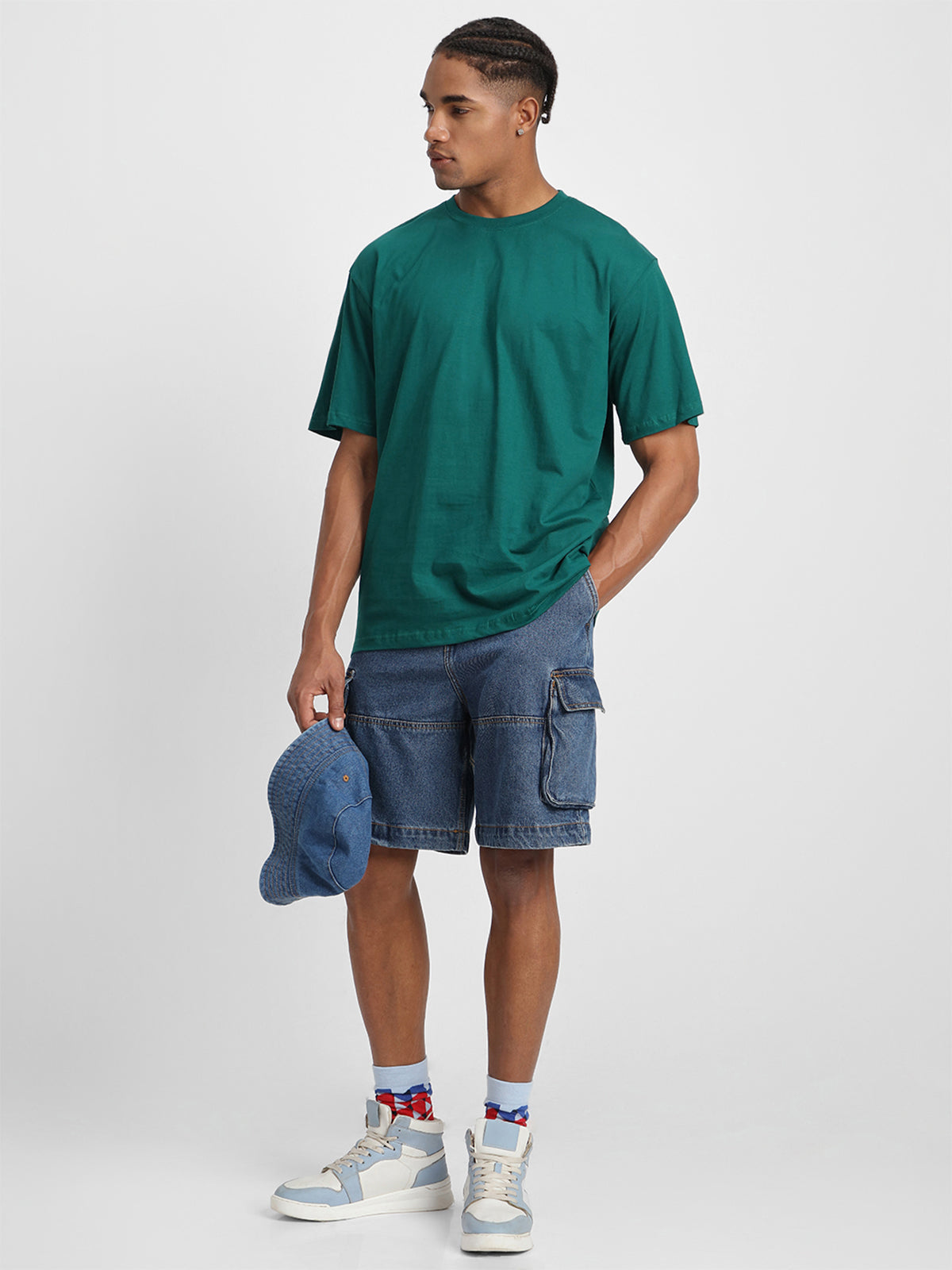 Dark Green Plain Oversized T-shirt