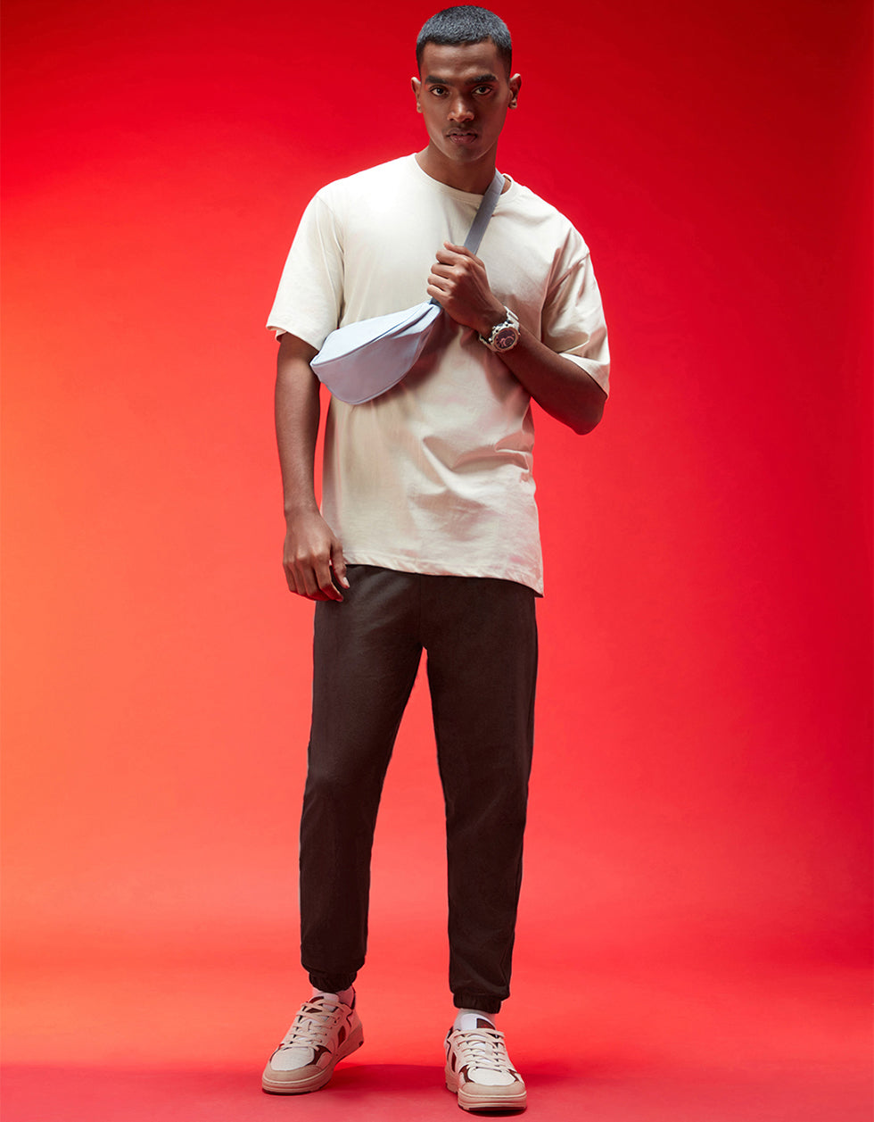 BROWN Solid Baggy Fit Joggers