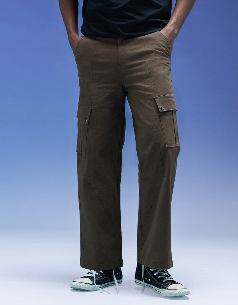 Dark Brown Flap Pocket Woven Exclusive Cargo Pant
