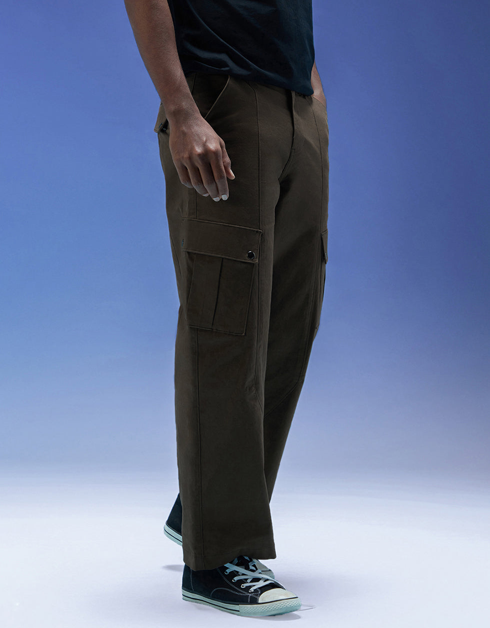 Dark Brown Flap Pocket Woven Exclusive Cargo Pant
