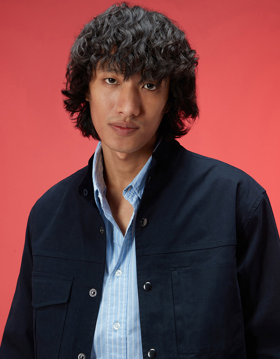 Navy Veirdo Exclusive Premium Button Detail Exclusive Shacket