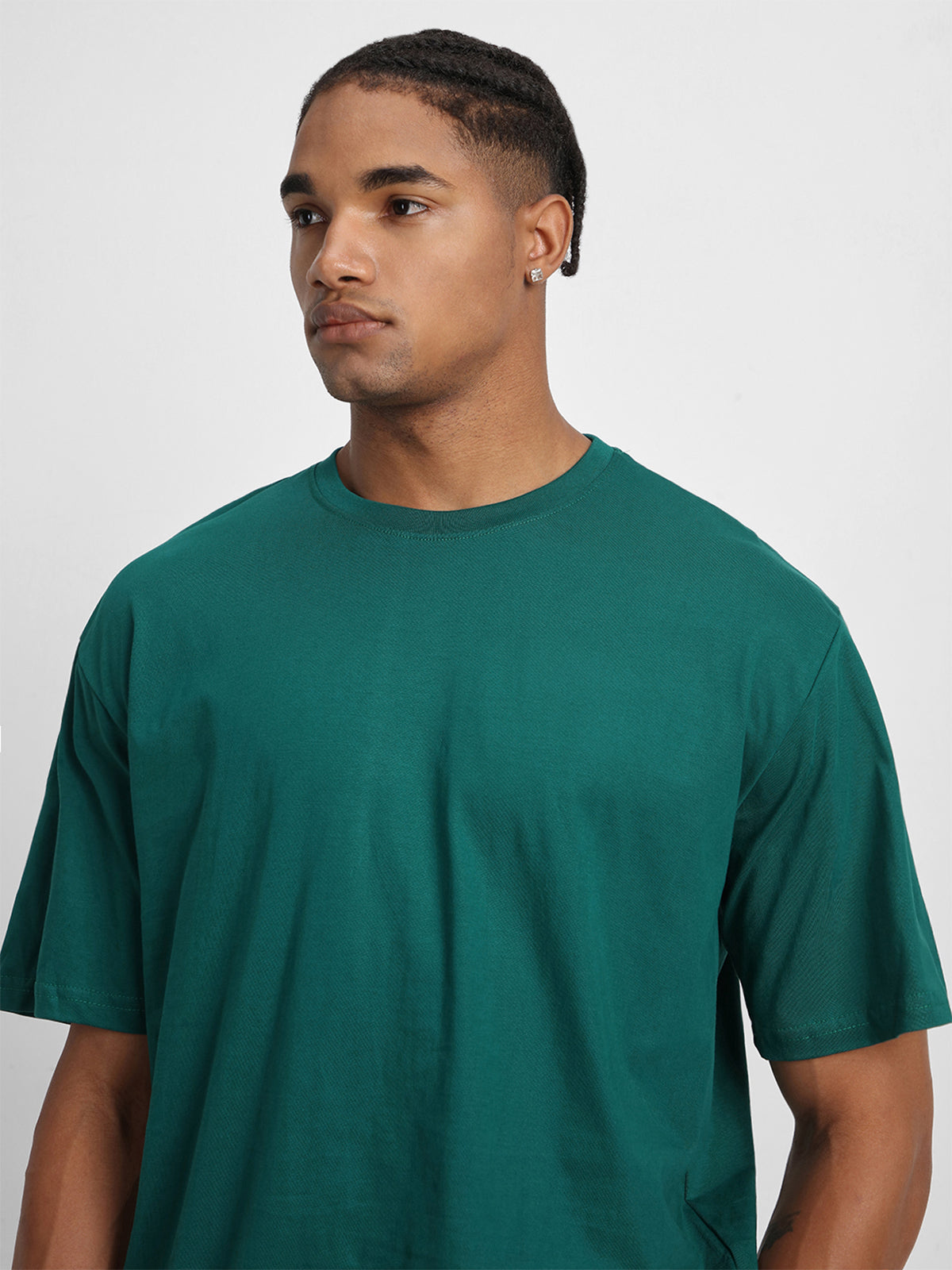 Dark Green Plain Oversized T-shirt