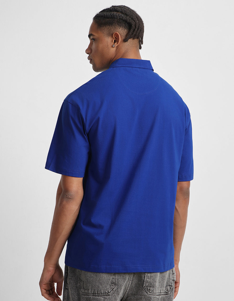 Introvert Blue Oversized Polo T-shirt