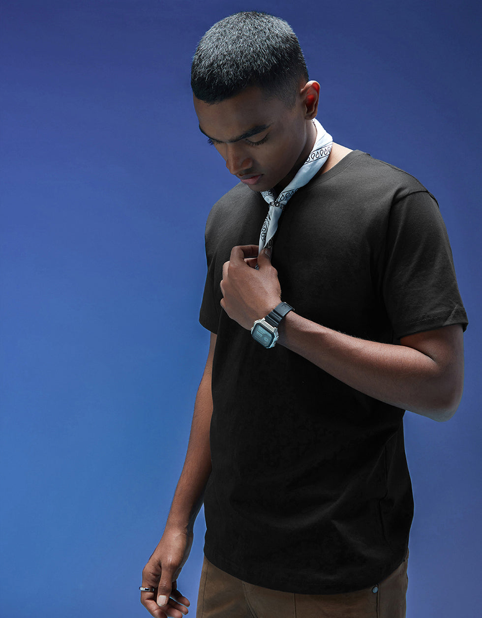 Black Plain Regular Fit T-shirt