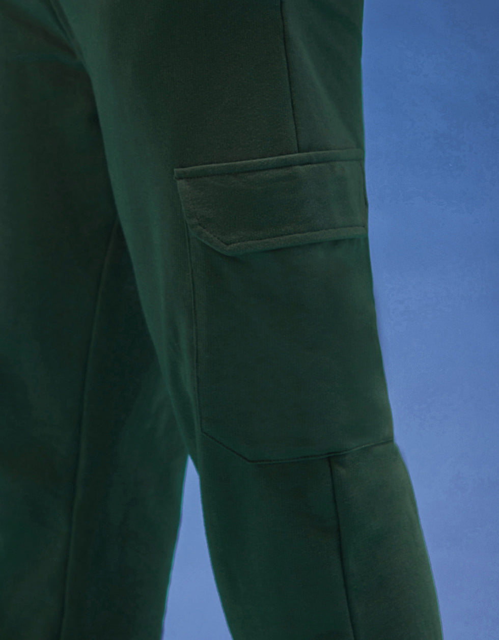 Olive Green Solid Baggy Fit Cargo Joggers