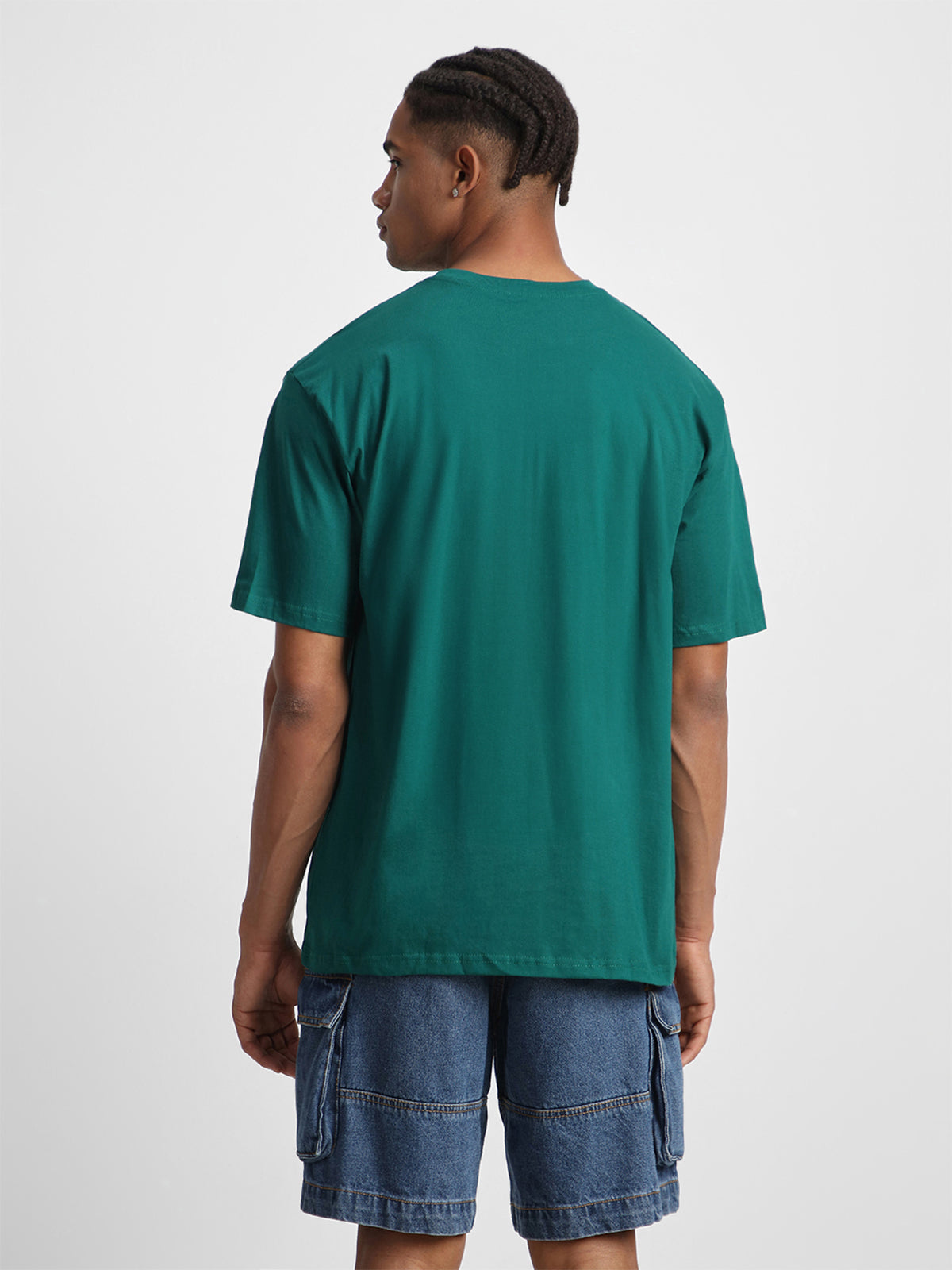 Dark Green Plain Oversized T-shirt