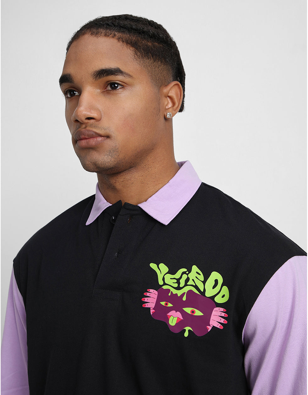 Veirdo Black Oversized Polo T-shirt