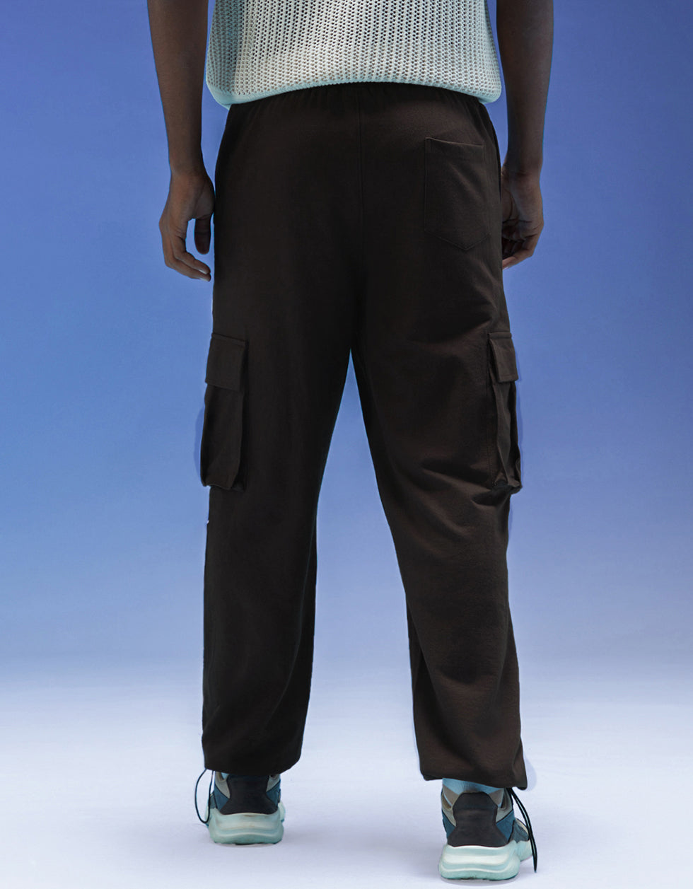Brown and White Side Stripe Knitted Cargo