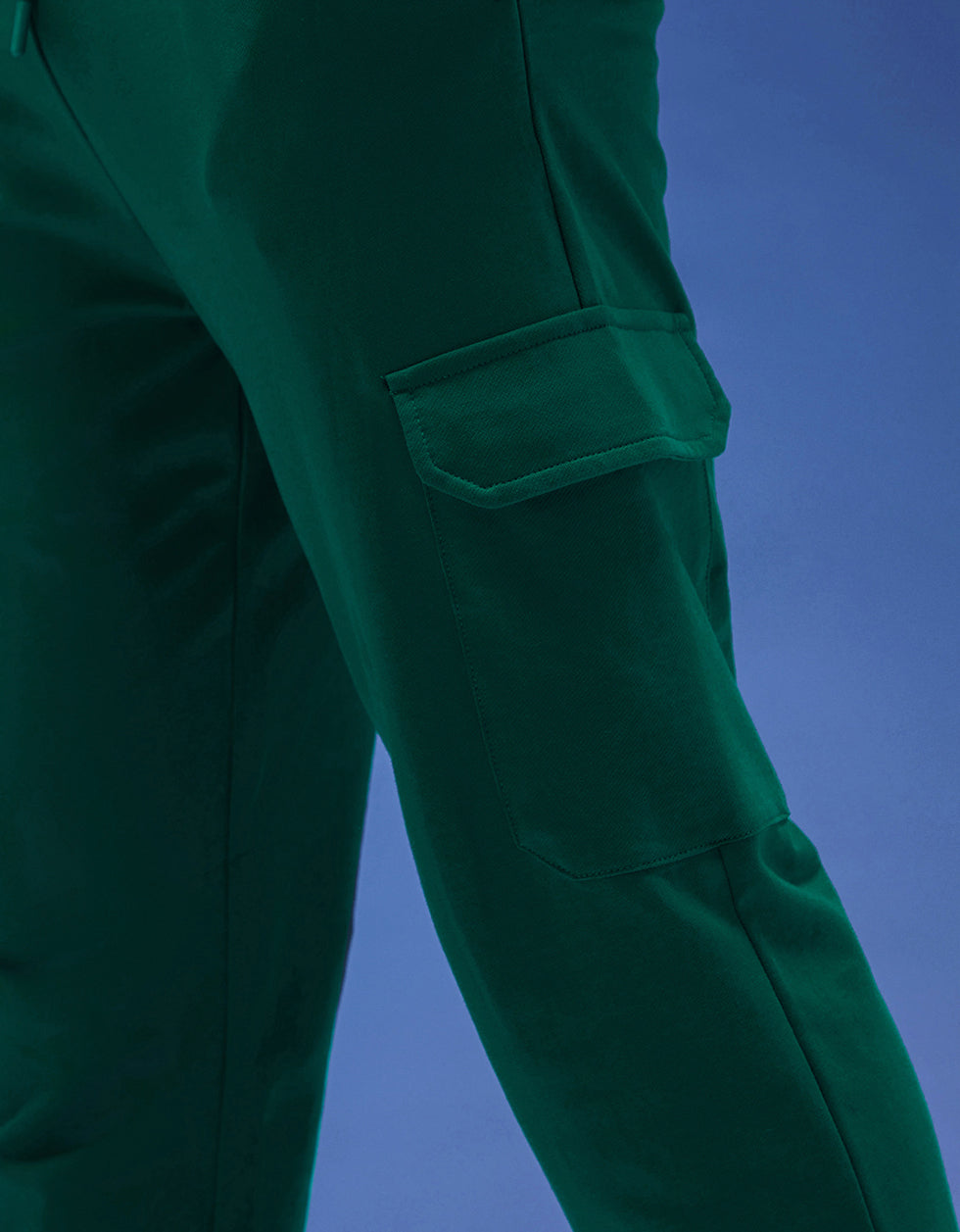 Aventurine Solid Baggy Fit Cargo Joggers