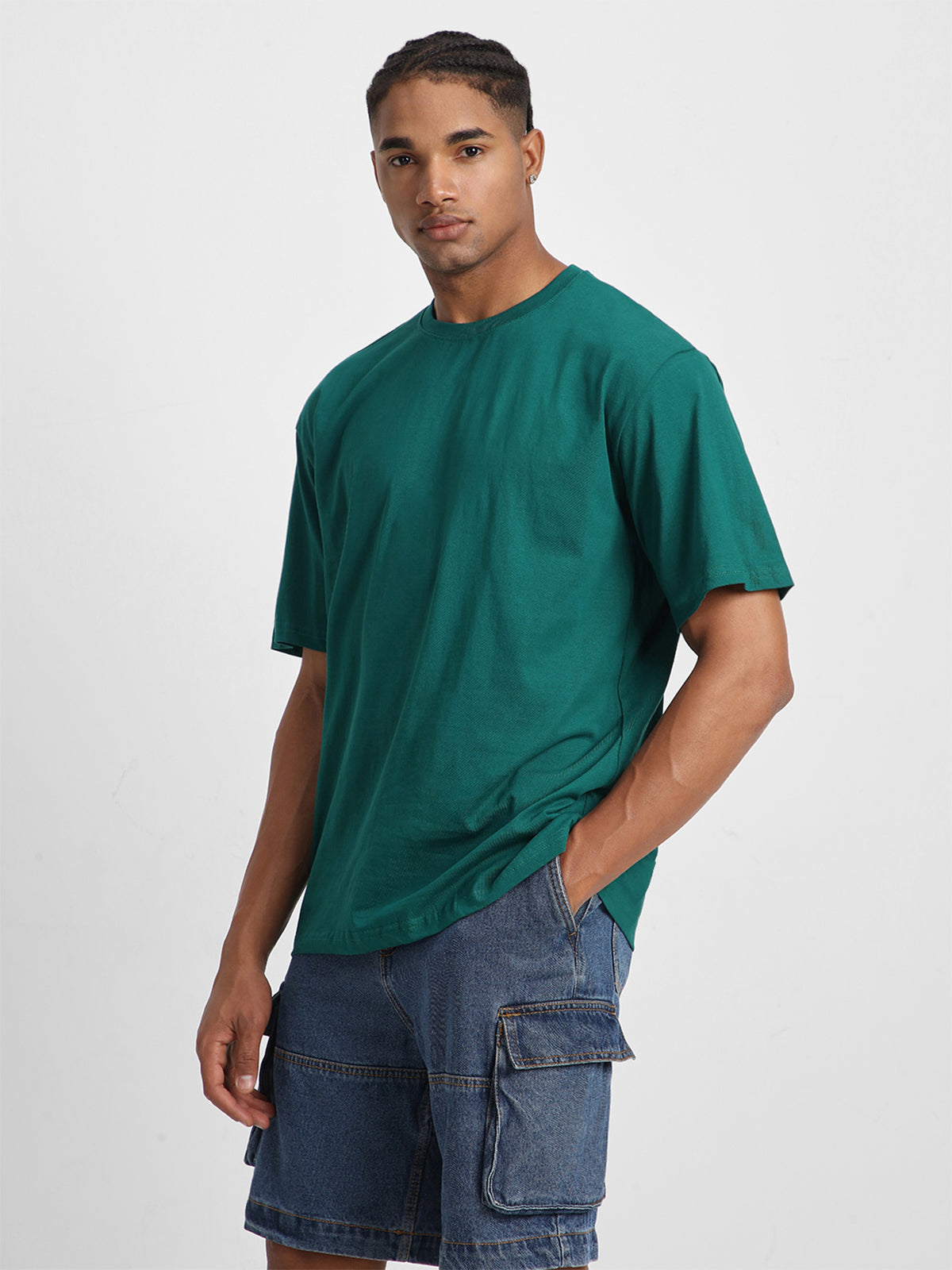 Dark Green Plain Oversized T-shirt