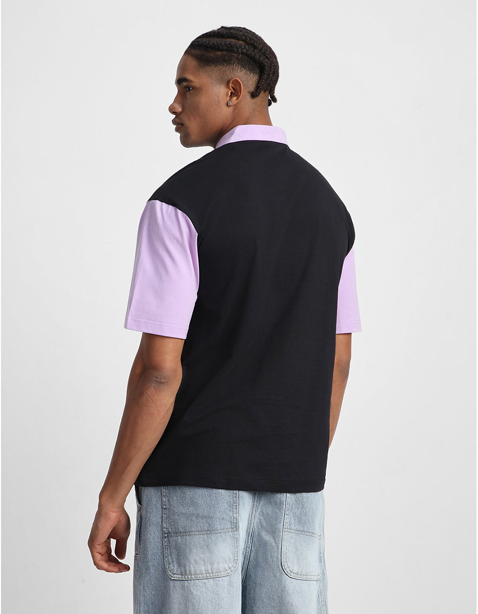 Veirdo Black Oversized Polo T-shirt