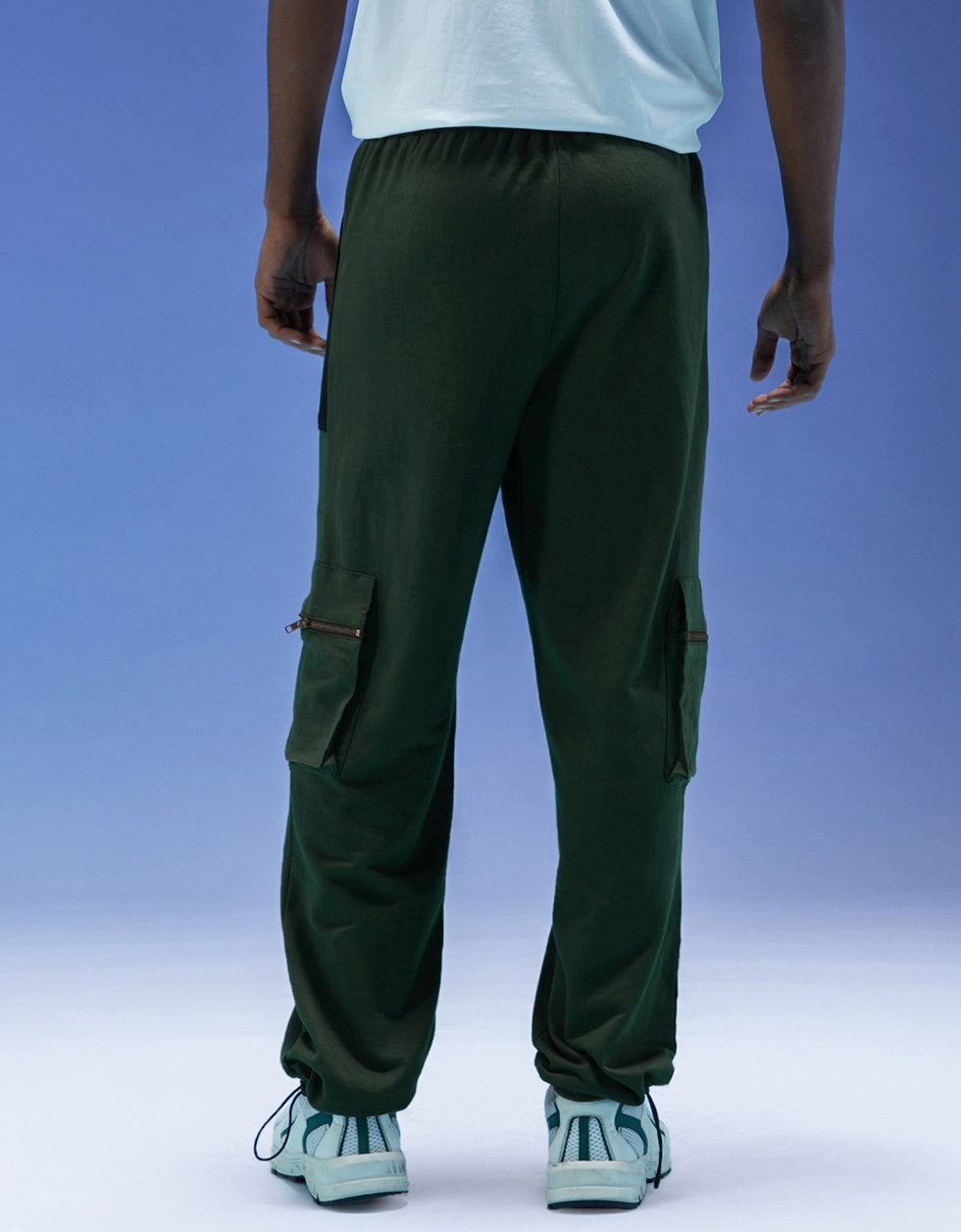 Olive and Black Zipper Detail Knitted Cargo