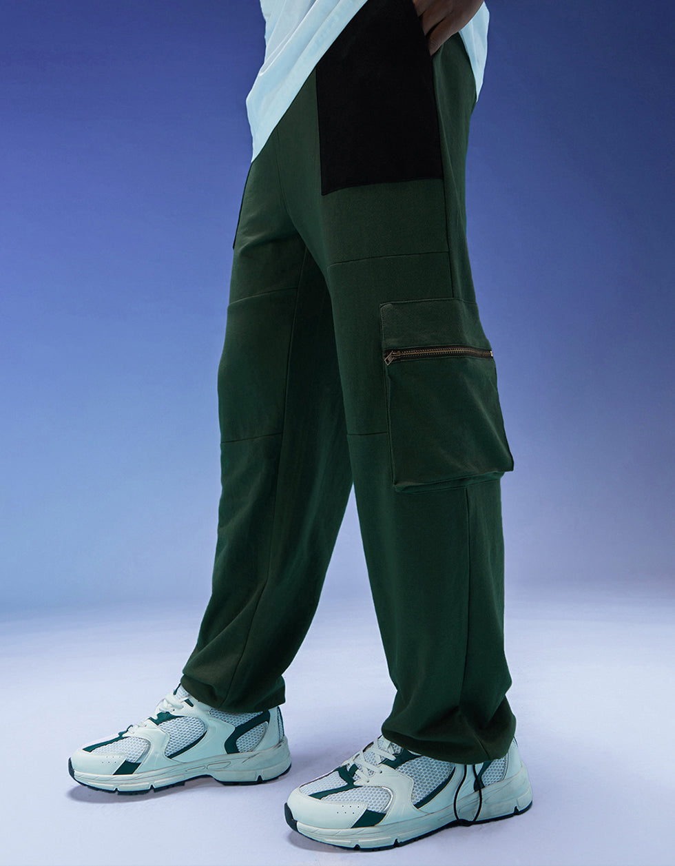 Olive and Black Zipper Detail Knitted Cargo