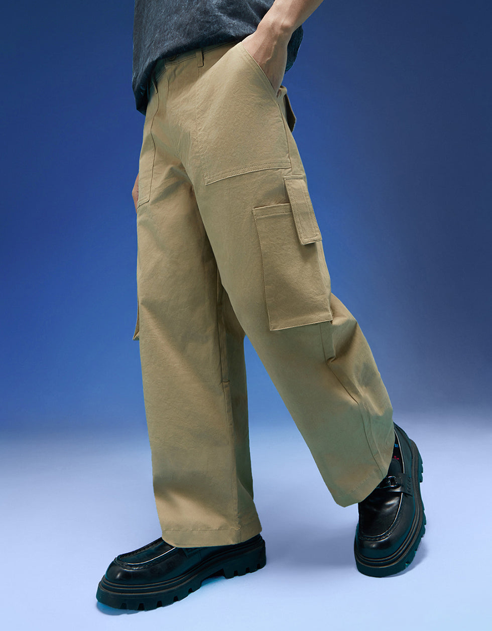 Beige Bellow Pocket Woven Exclusive Cargo Pant