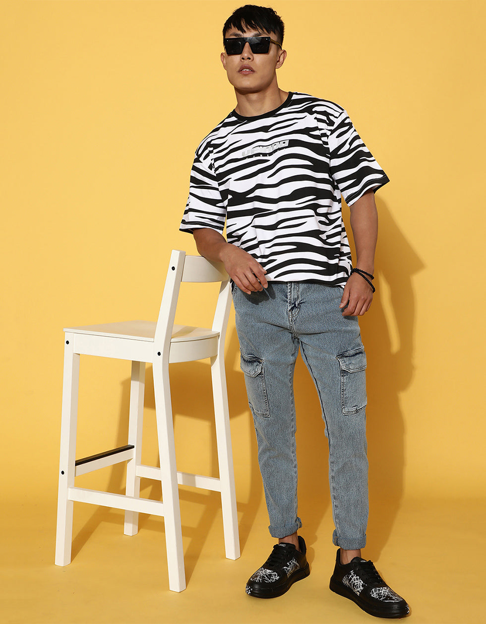 Zebra Print Men's Oversized All Over Animal Print T-shirt