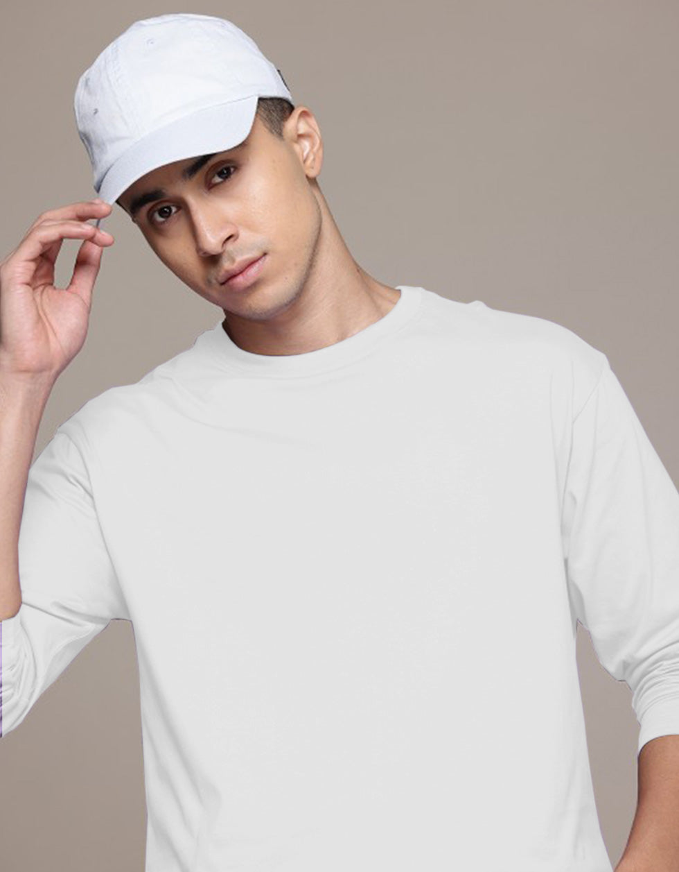 White Plain Full Sleeves Regular Fit T-shirt
