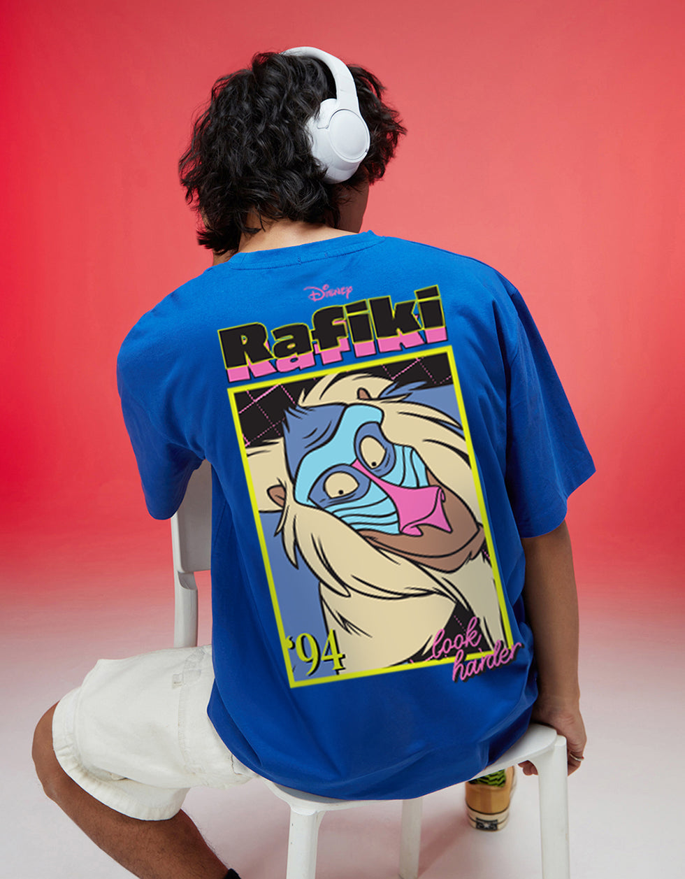 Disney Rafiki Royal Blue Oversized Graphic Printed T-shirt