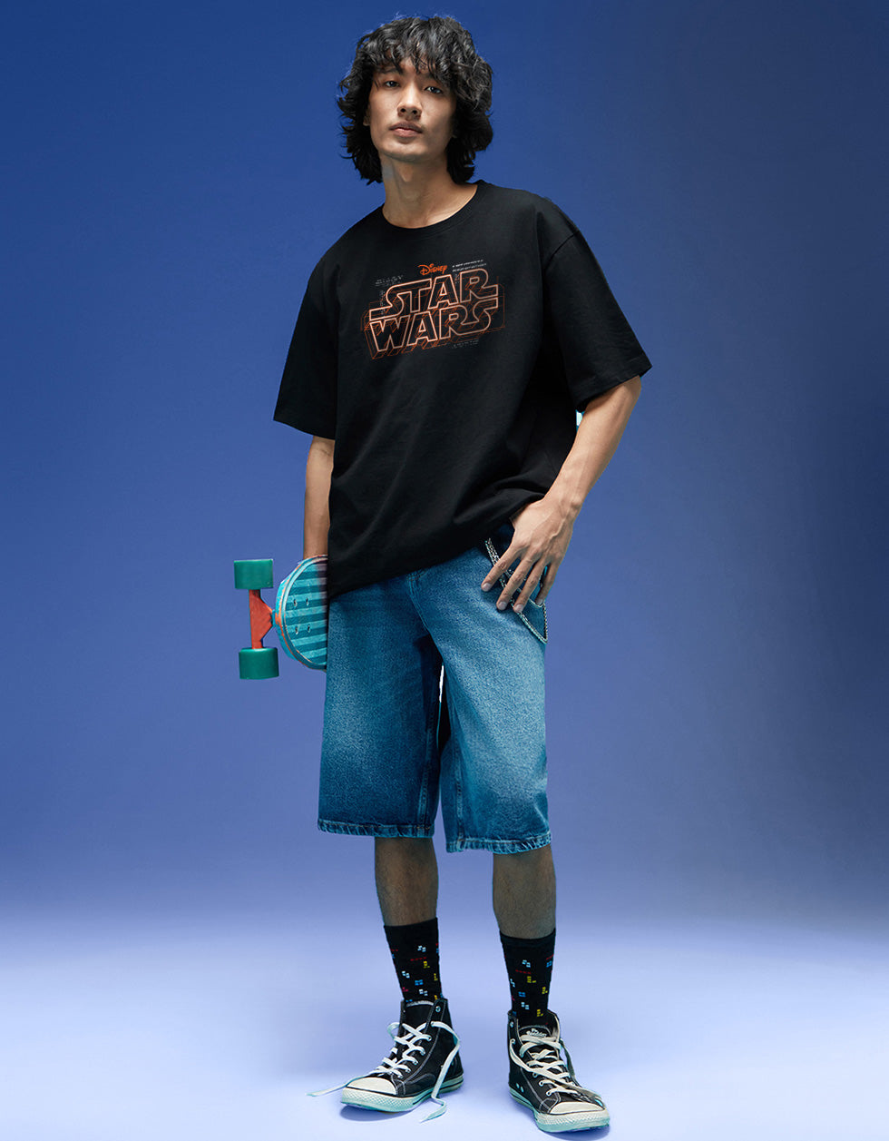 Star Wars Black Oversized Graphic Back Printed T-shirt