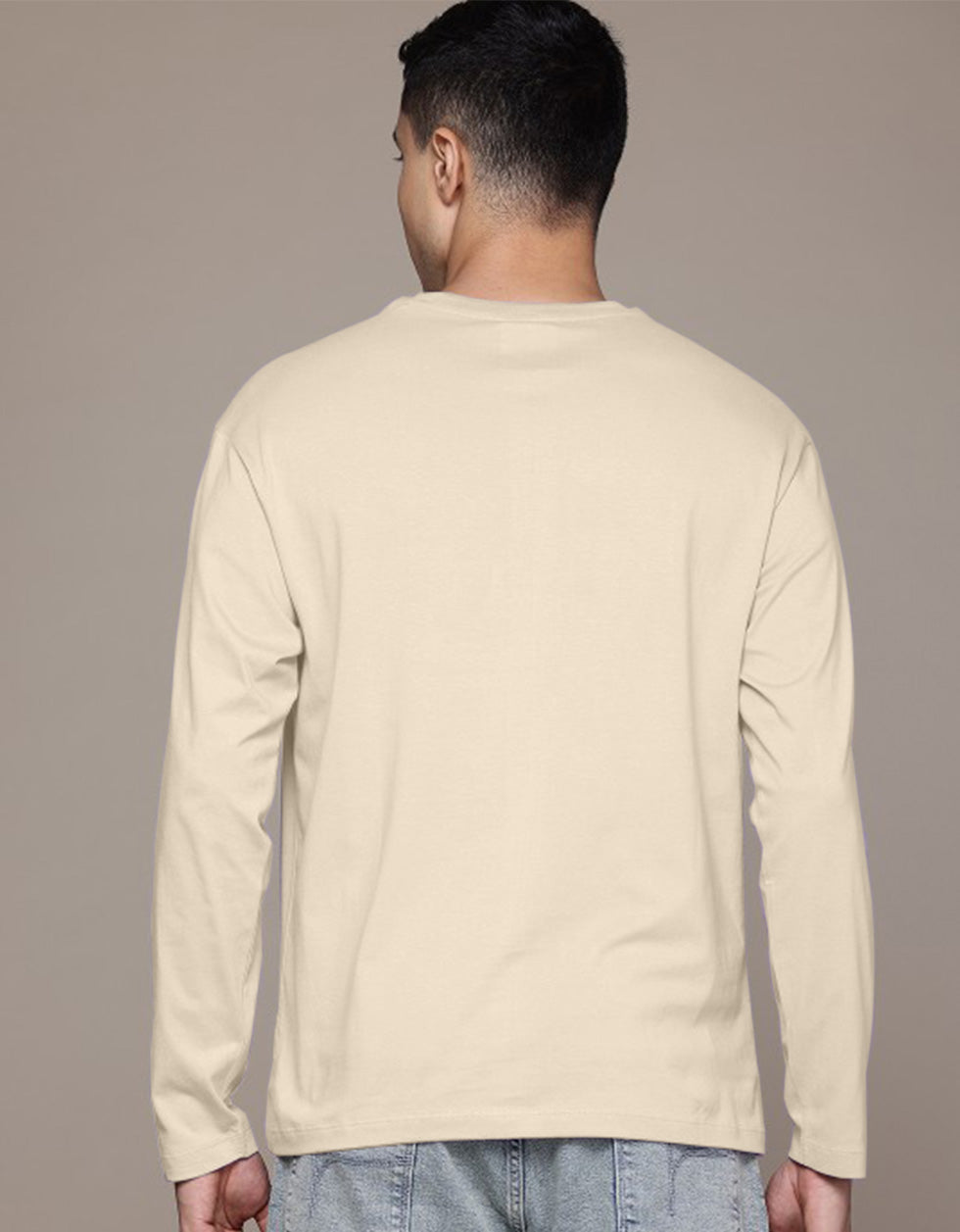 Swan White Plain Full Sleeves Regular Fit T-shirt