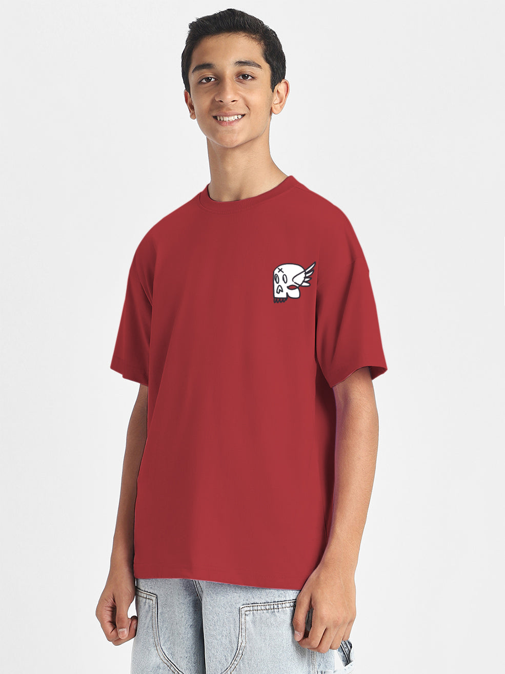 Urban King Red Oversized Graphic Printed Boys T-shirt