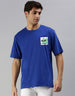 Chillout Blue Oversized Pocket Graphic Printed T-shirt