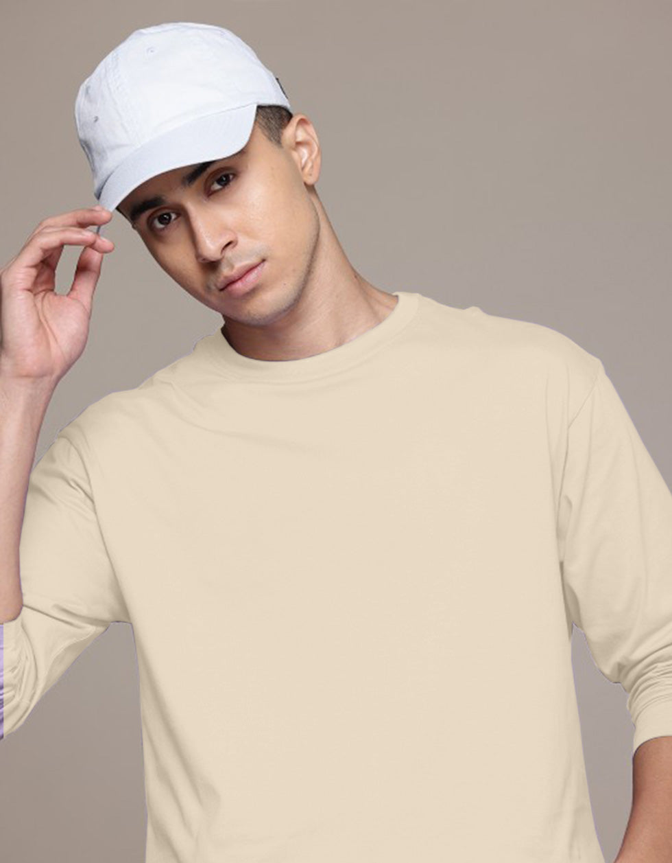 Swan White Plain Full Sleeves Regular Fit T-shirt