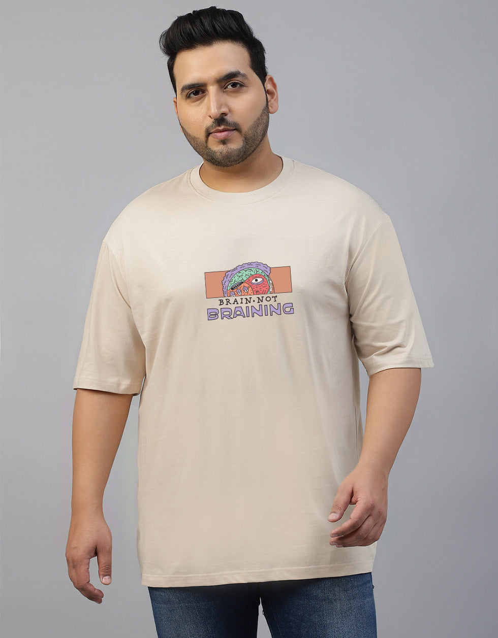Brain is Not Braining Graphic Printed Plus Size T-shirt