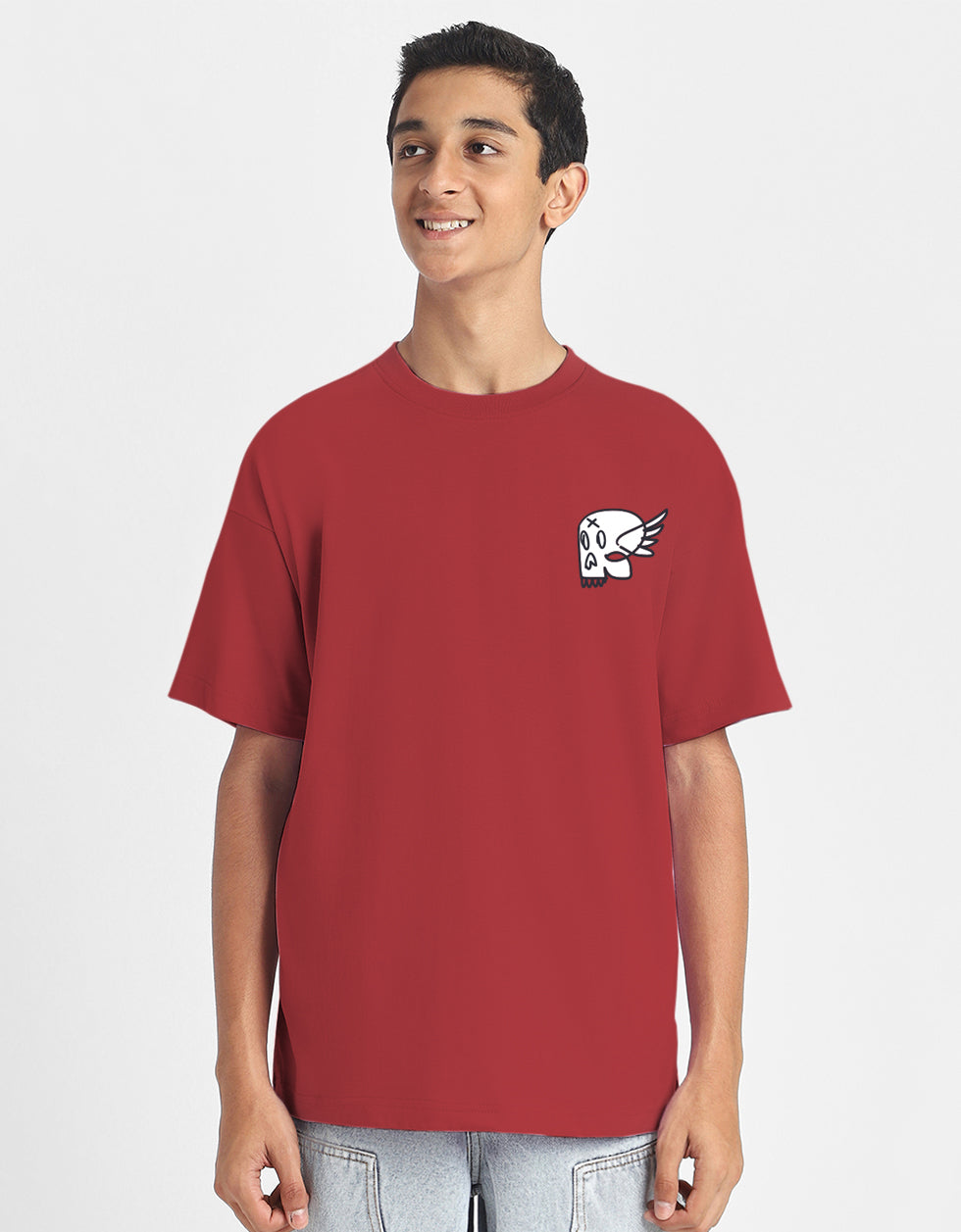 Urban King Red Oversized Graphic Printed Boys T-shirt