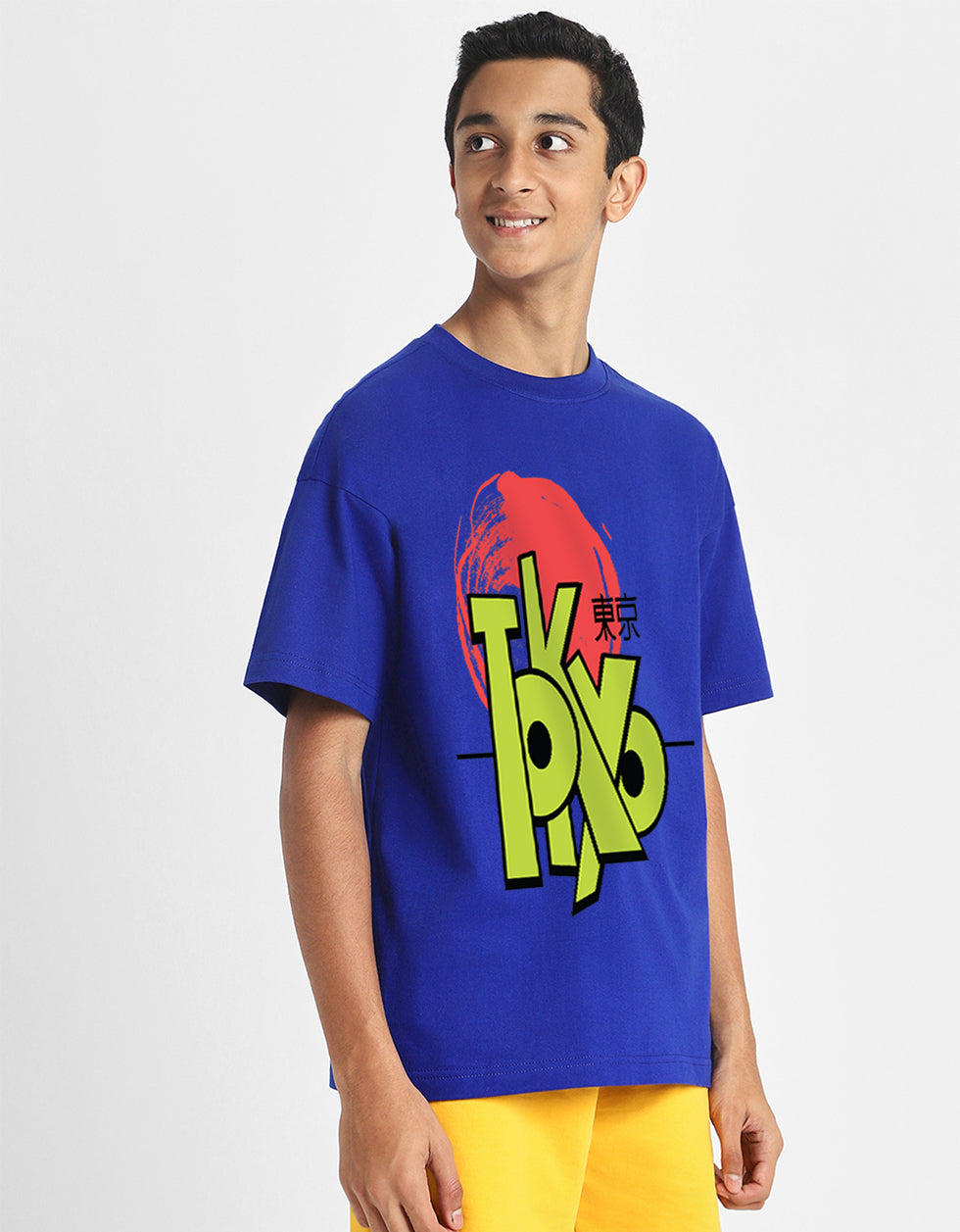 Tokyo Royalblue Oversized Graphic Printed Boys T-shirt