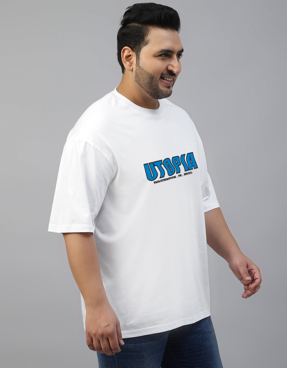 Utopia White Graphic Printed Plus Size T-shirt