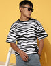 Zebra Print Men's Oversized All Over Animal Print T-shirt