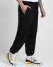 Black Solid Baggy Fit Cargo Joggers