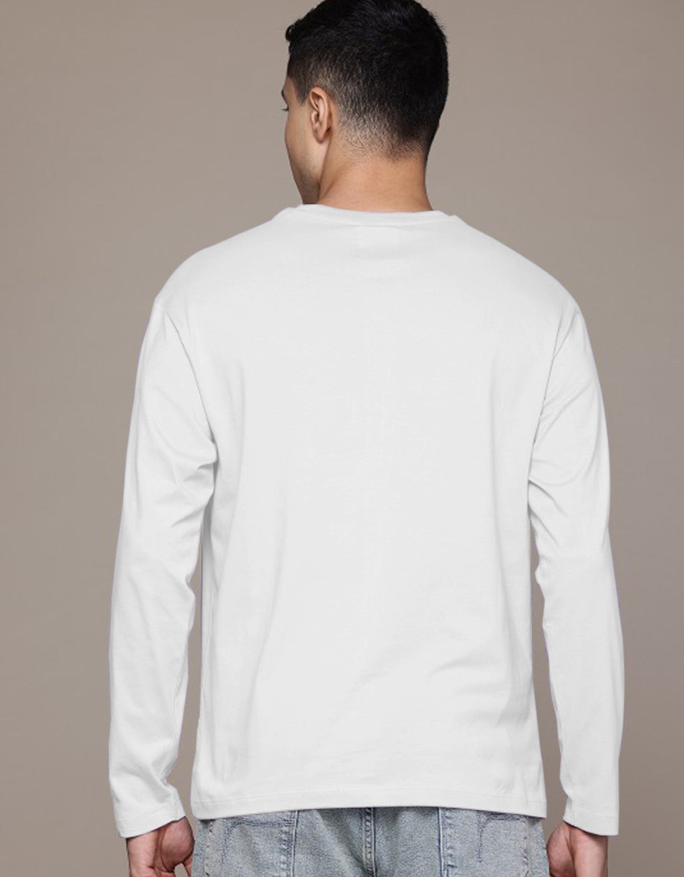 White Plain Full Sleeves Regular Fit T-shirt