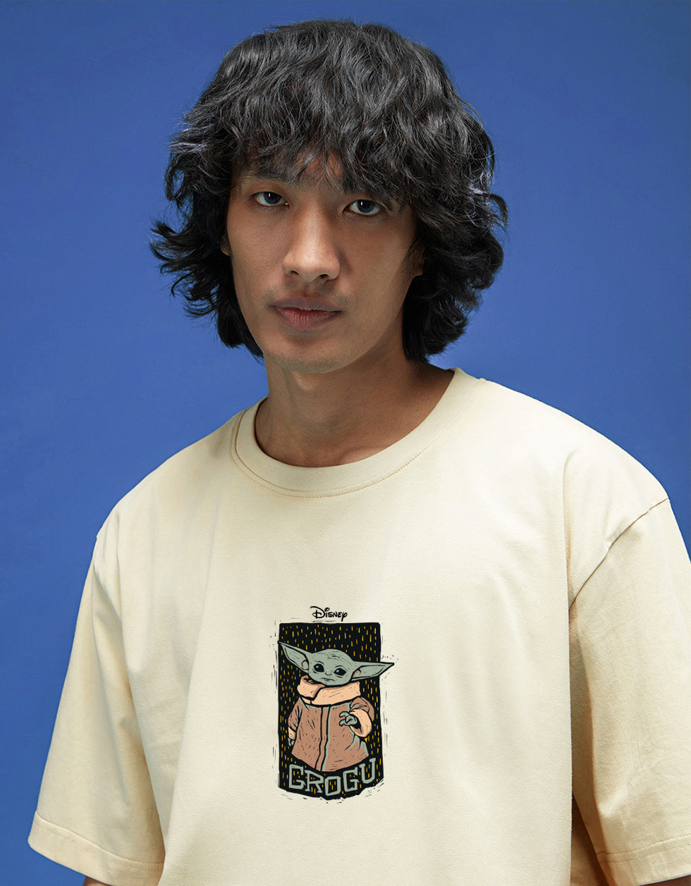 Grogu Swanwhite Oversized Graphic Printed T-shirt