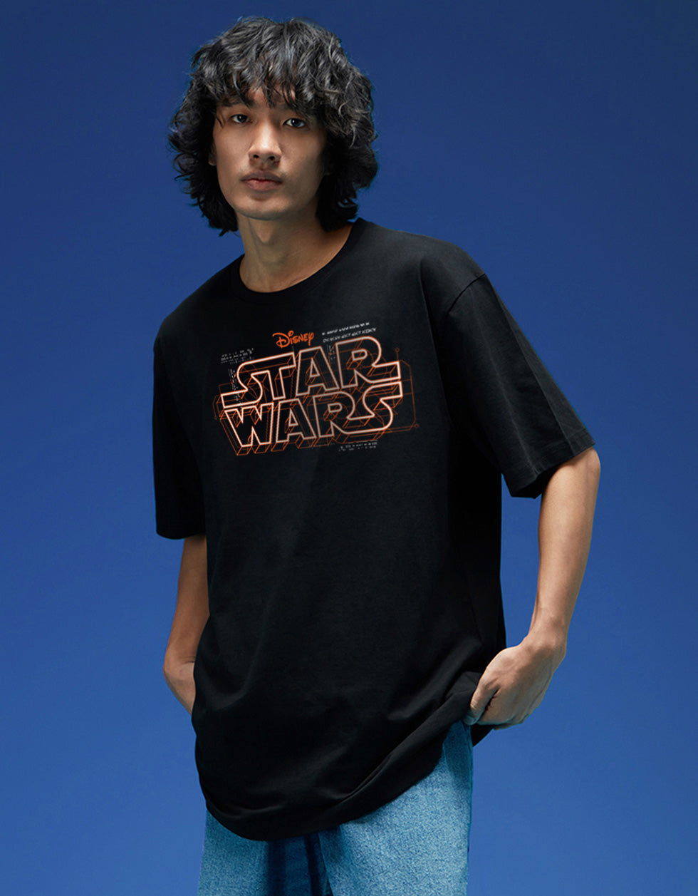 Star Wars Black Oversized Graphic Back Printed T-shirt