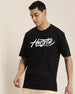 Hustle Black Oversized Back Graphic Printed T-shirt