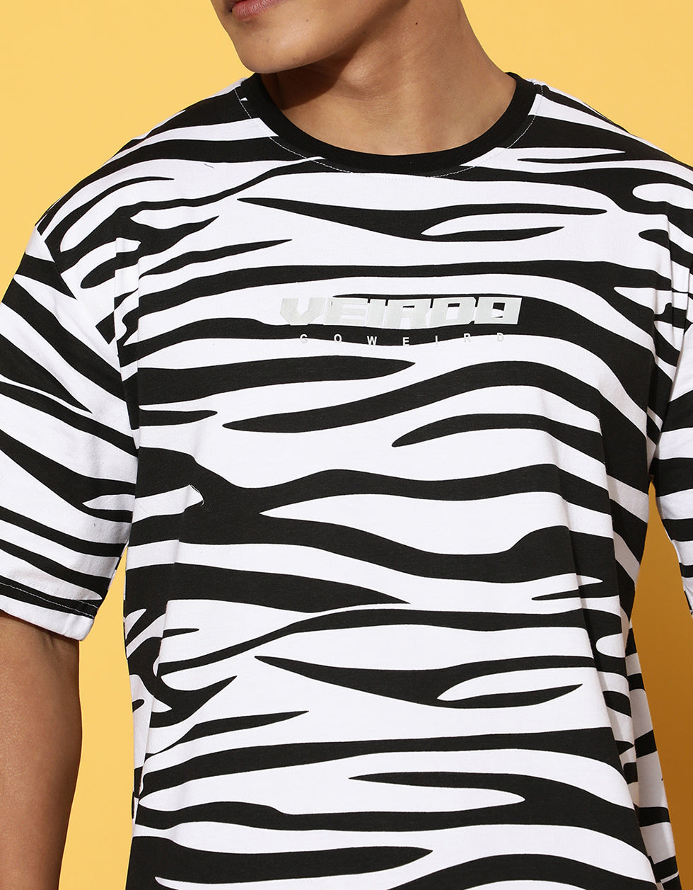 Zebra Print Men's Oversized All Over Animal Print T-shirt