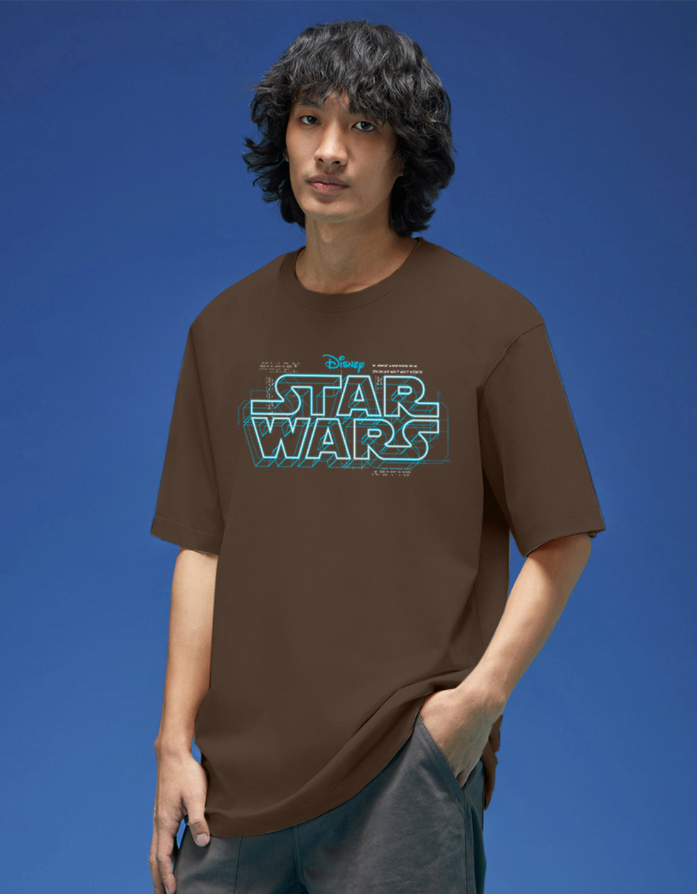 Star Wars Brown Oversized Graphic Back Printed T-shirt