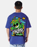 HUSTLE Blue Oversized Graphic Back Printed T-shirt