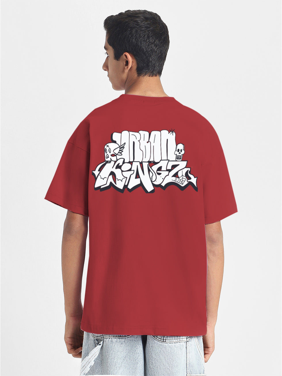 Urban King Red Oversized Graphic Printed Boys T-shirt