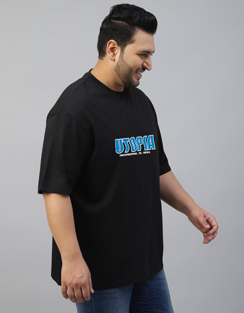 Utopia Black Graphic Printed Plus Size T-shirt