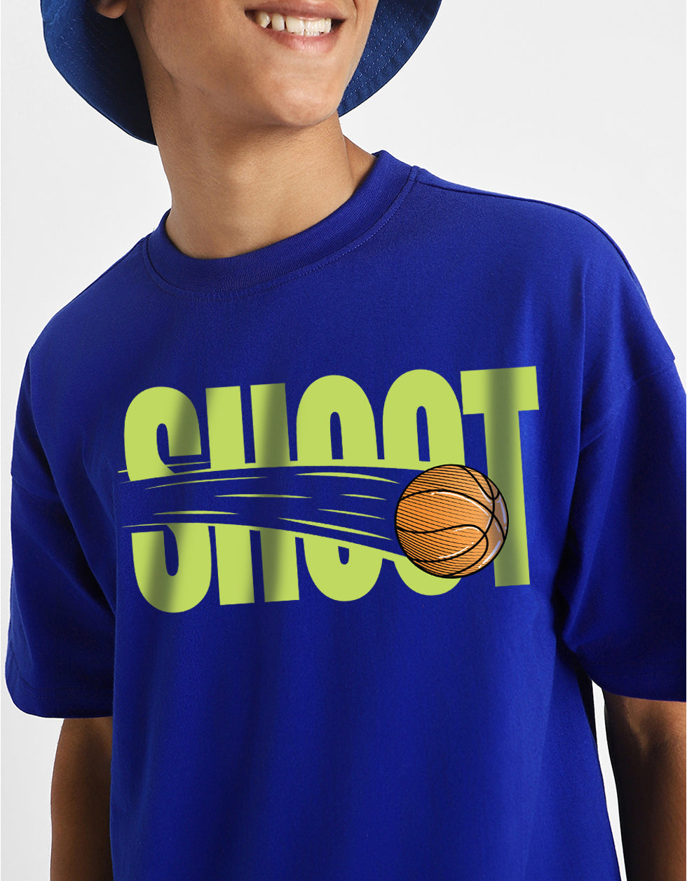 Shoot Royalblue Oversized Graphic Printed Boys T-shirt