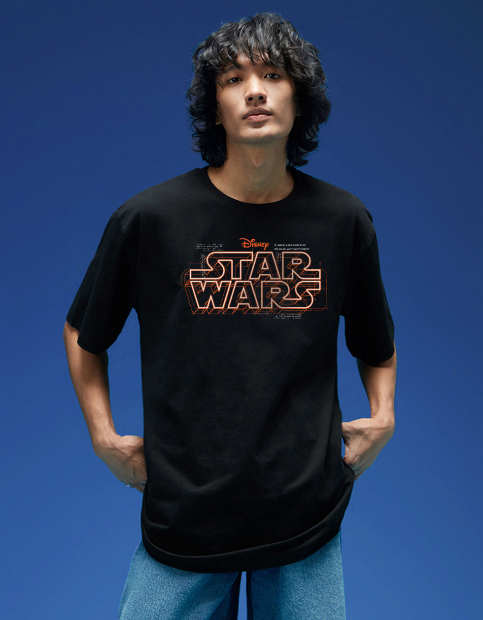 Star Wars Black Oversized Graphic Back Printed T-shirt