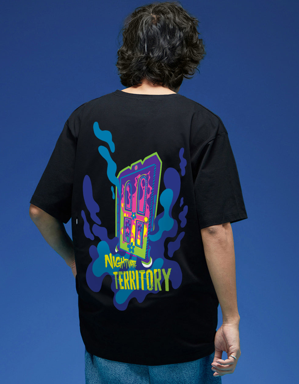 Disney Monsters Black Oversized Graphic Printed T-shirt