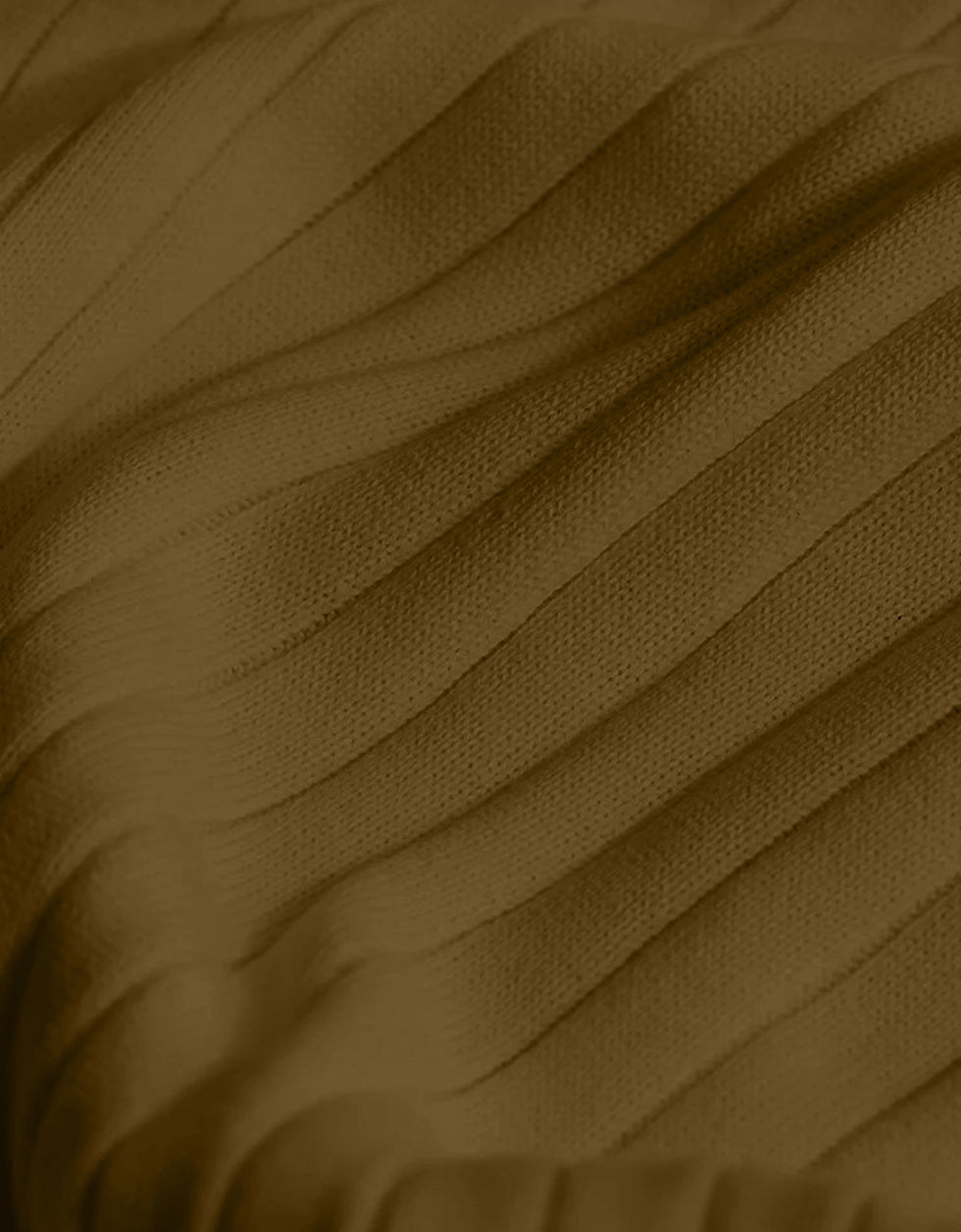 Khakhi Ribbed Flatknit Textured Regular Fit Exclusive Polo T-Shirt