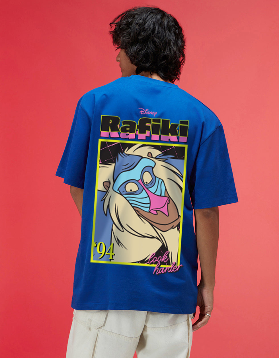 Disney Rafiki Royal Blue Oversized Graphic Printed T-shirt