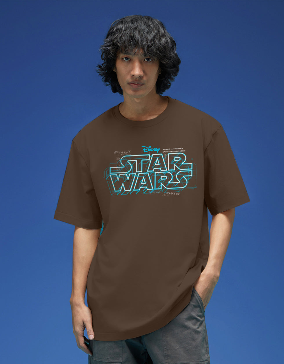 Star Wars Brown Oversized Graphic Back Printed T-shirt