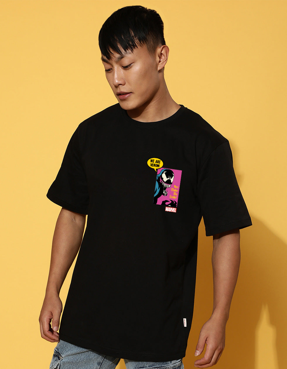 We Are Venom Marvel Black Oversized Graphic Printed T-shirt