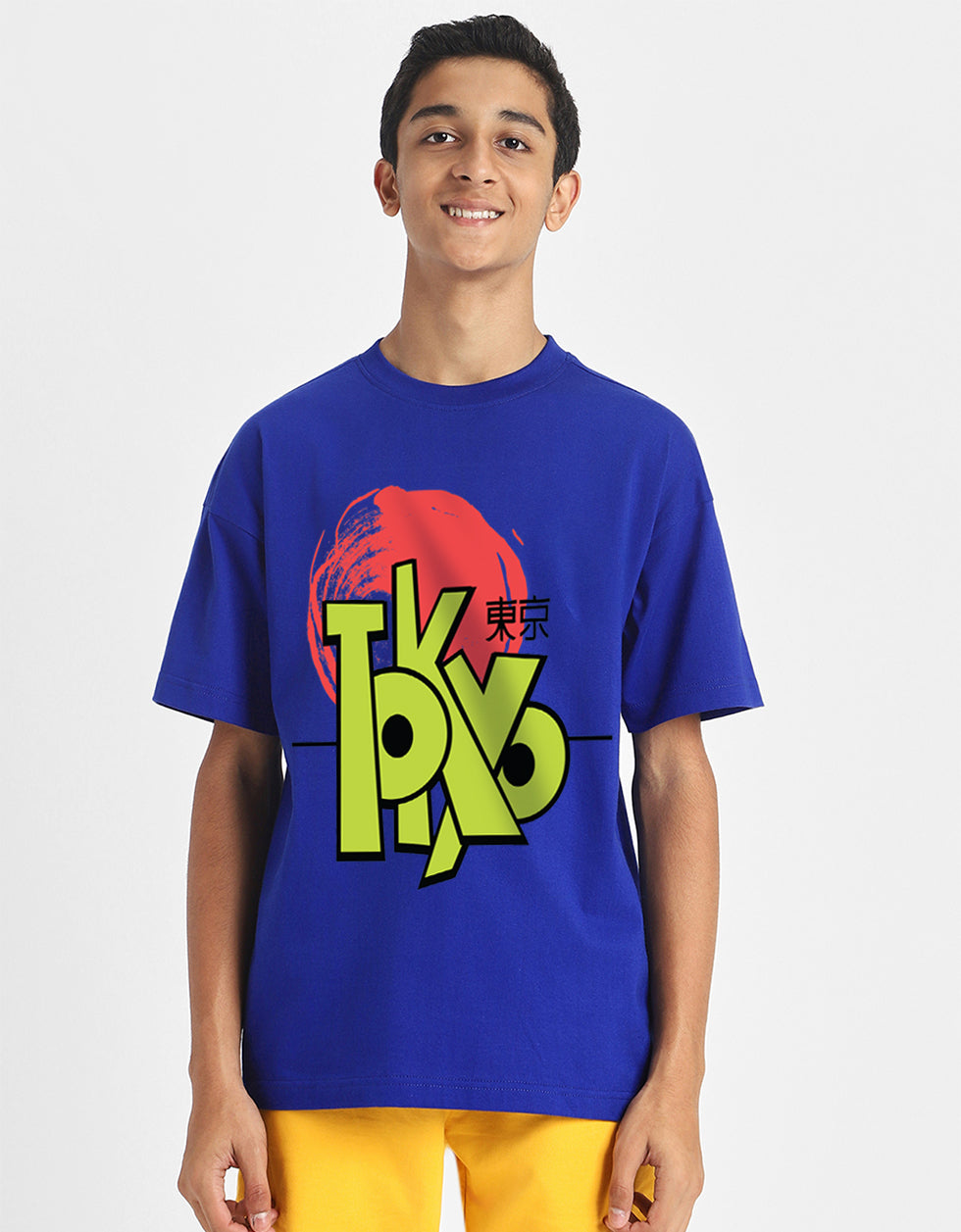 Tokyo Royalblue Oversized Graphic Printed Boys T-shirt