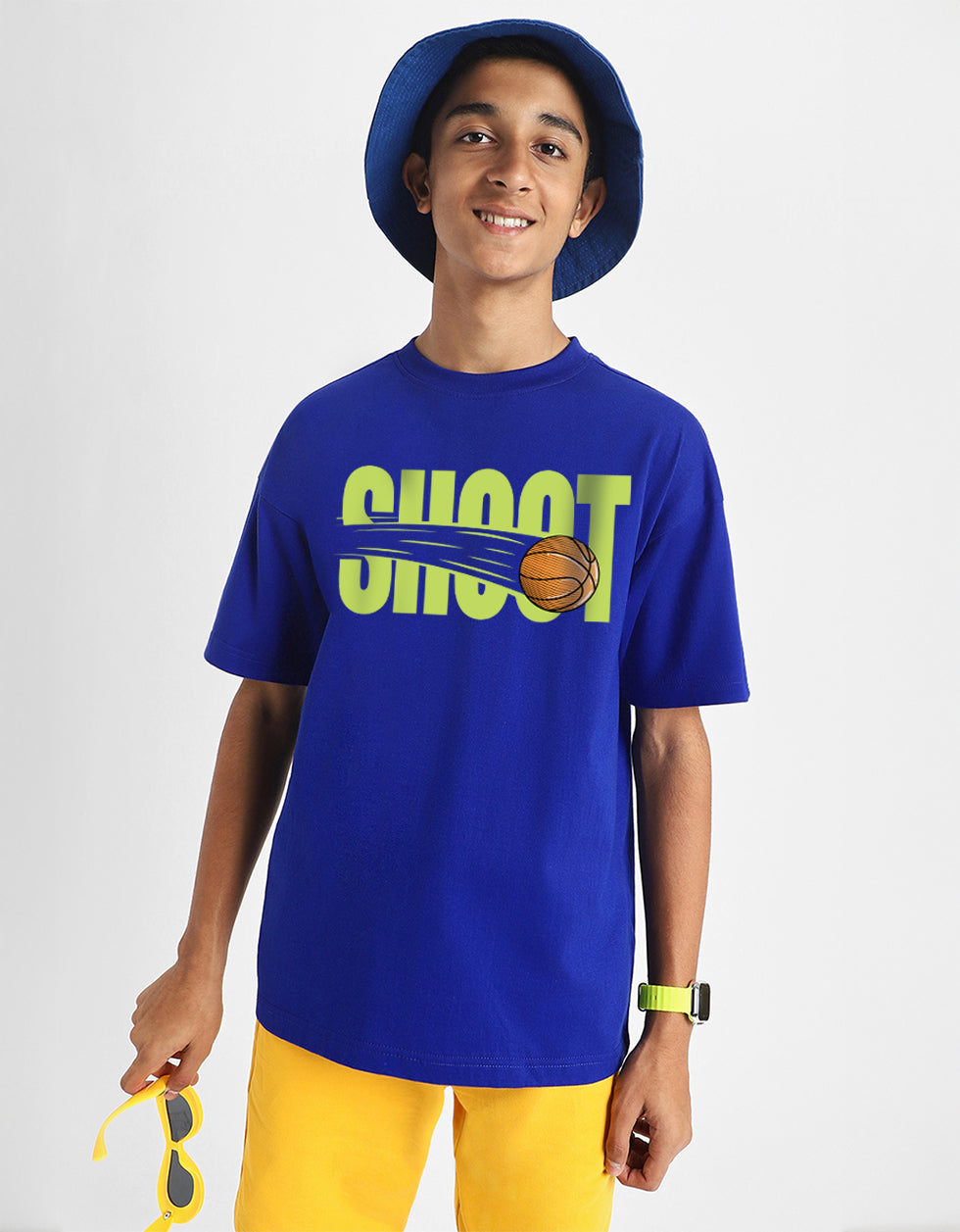 Shoot Royalblue Oversized Graphic Printed Boys T-shirt
